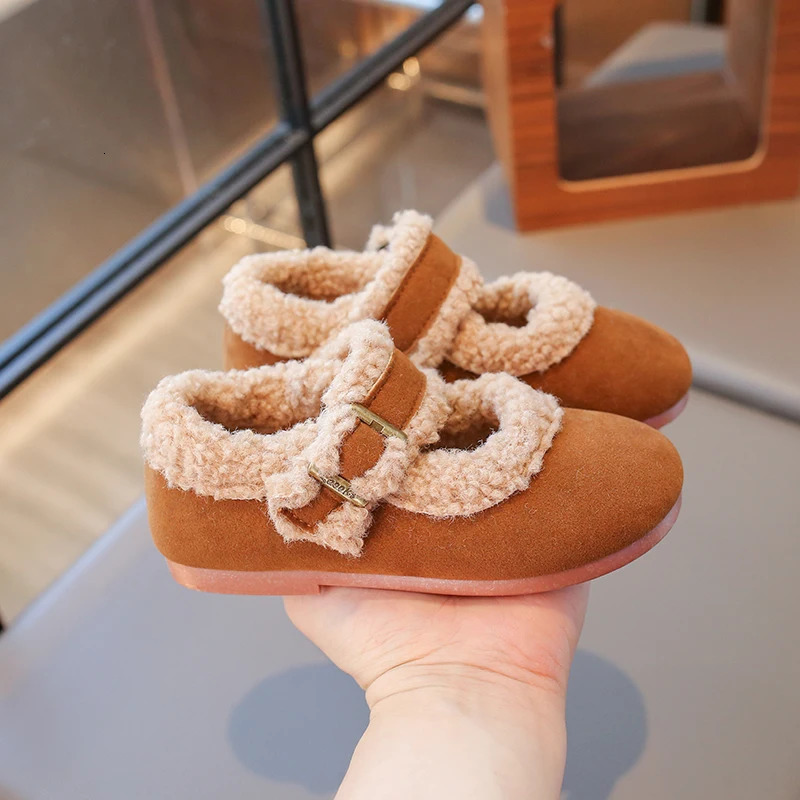 Kids Casual Shoes for Girls Autumn Winter Children Thermal Warm Plush Flats Cottonpadded Snow Shoes Fluffy Antiskid Size 2136 251014