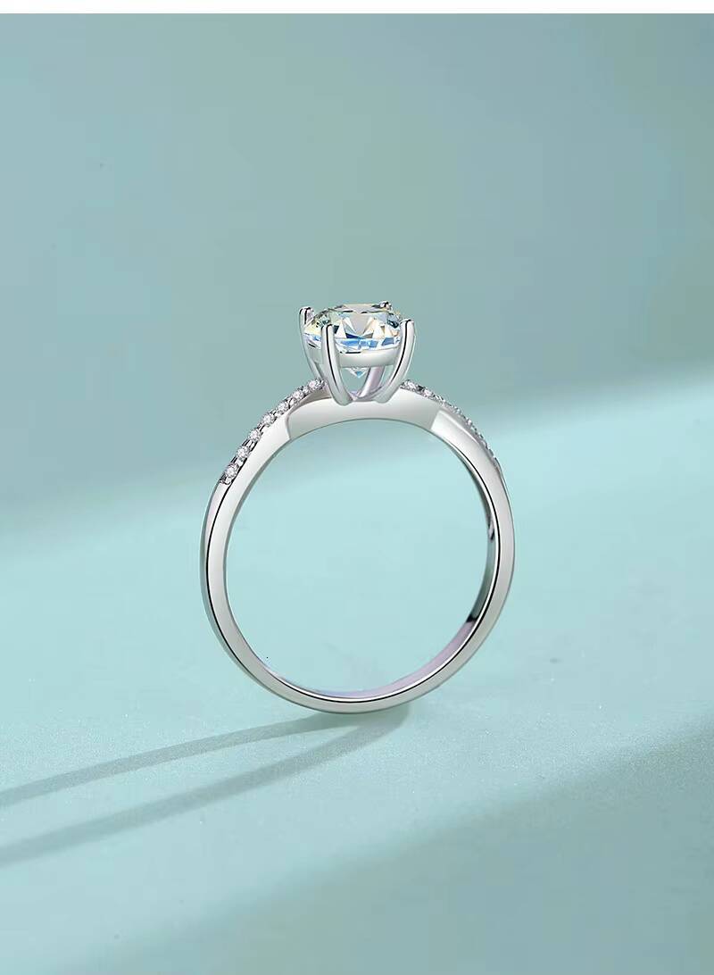 S925 Sterling Silver 1ct D Color Moissanite Ring Female Diamond Wedding Ring Classic Fourclaw Moissanite Ring for Women