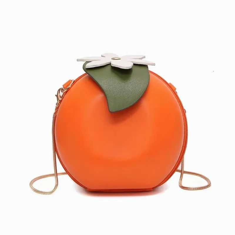 Womens Creative Cute Versatile Shoulder Crossbody Bag Chain Orange Round Bag Z251018
