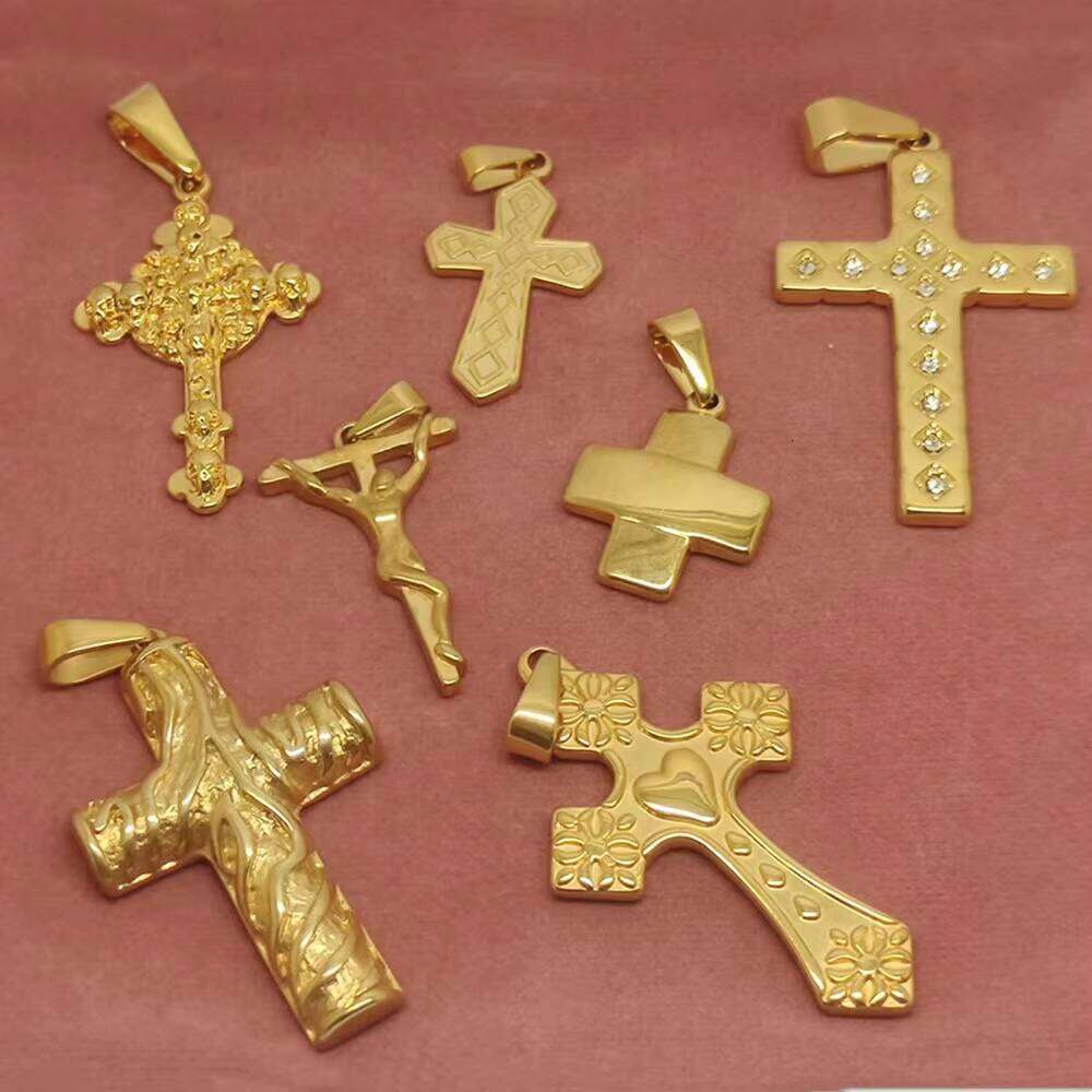 14k Gold Plated sterling silver Christian Religious Jesus Charm Cross Pendant for Women and Men