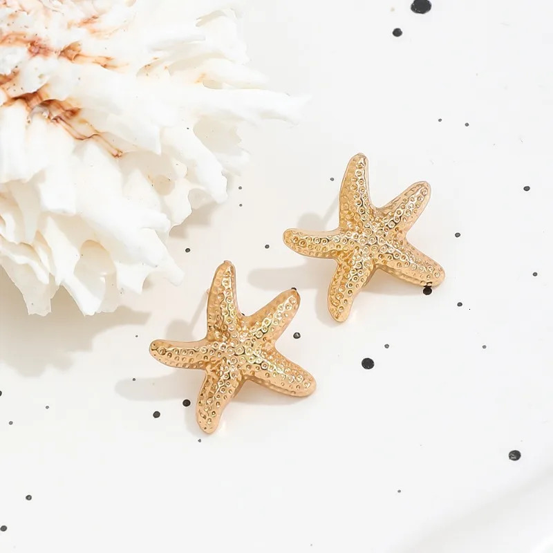1 Pair Geometric Temperament Casual Starfish Stud Earrings Summer Simple Beach Vacation Style Earrings Ocean Jewelry Gift 251013