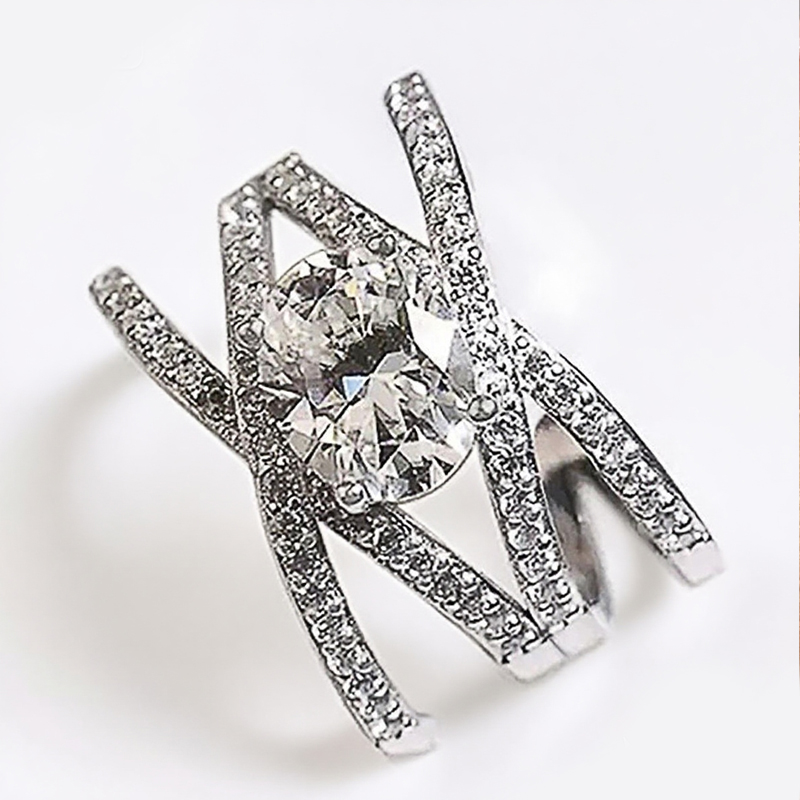 MT GRA 2CT Oval Moissanite Ring Exquisite Multi-Layer Cross Design Wedding Engagement Ring Women's Jewelry Gem Diamond Ring 925 Sterling Silver H