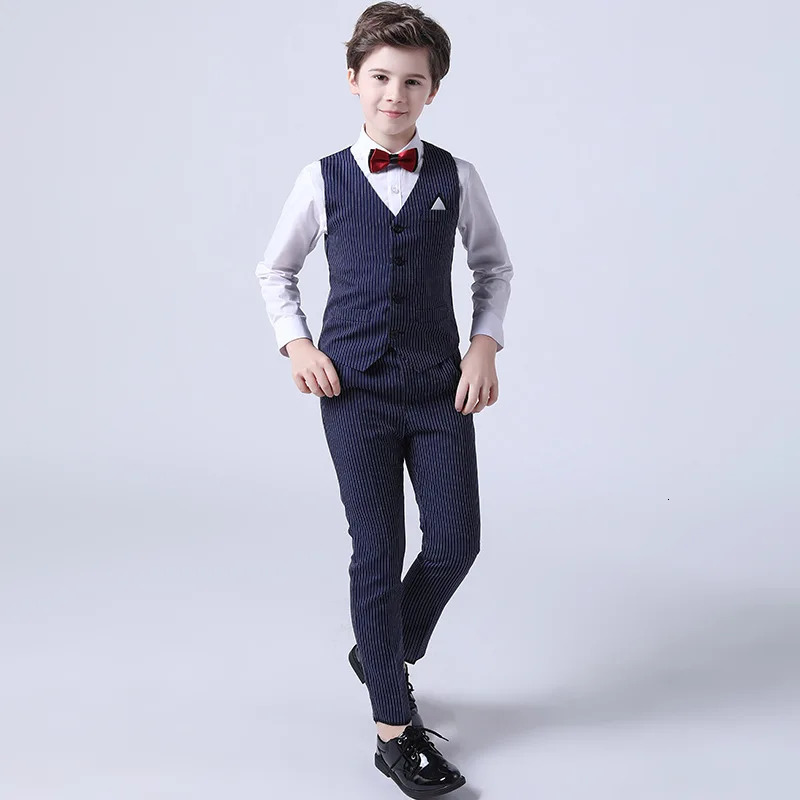 Boys Summer Wedding Suit Kids 1Year Birthday Vest Pants 2PCS Formal Suit Child Party Ceremony Costume Teenager Pography Suit 251017