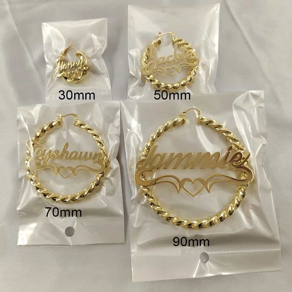 DODOAI Custom Twist Hoop Earrings For Women Bold Rope with NameCustomize Name Round Earring Personality Jewellery 251008