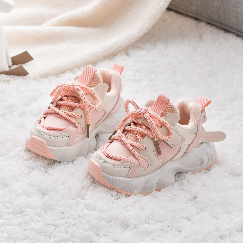 New men's and girls' wool lined sports shoes, cotton shoes, warm, waterproof, anti slip running shoes, designer parent-child shoes