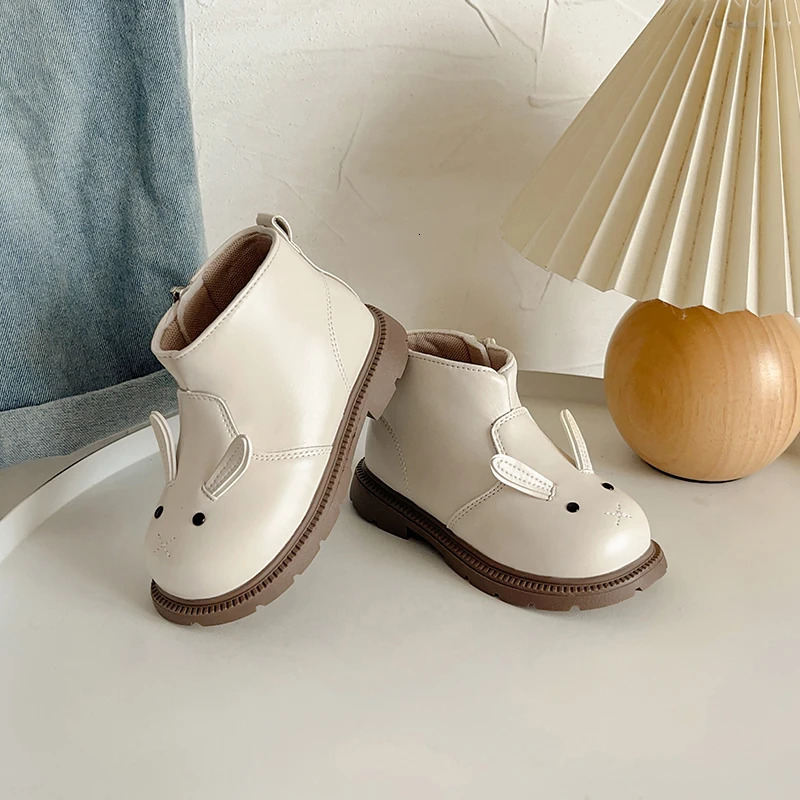 Cartoon Rabbit Baby Ankle Boots for Girls England Style Children Cute Bunny Winter Short Boots Low Heel Kids Girl Shoes G11073 251017