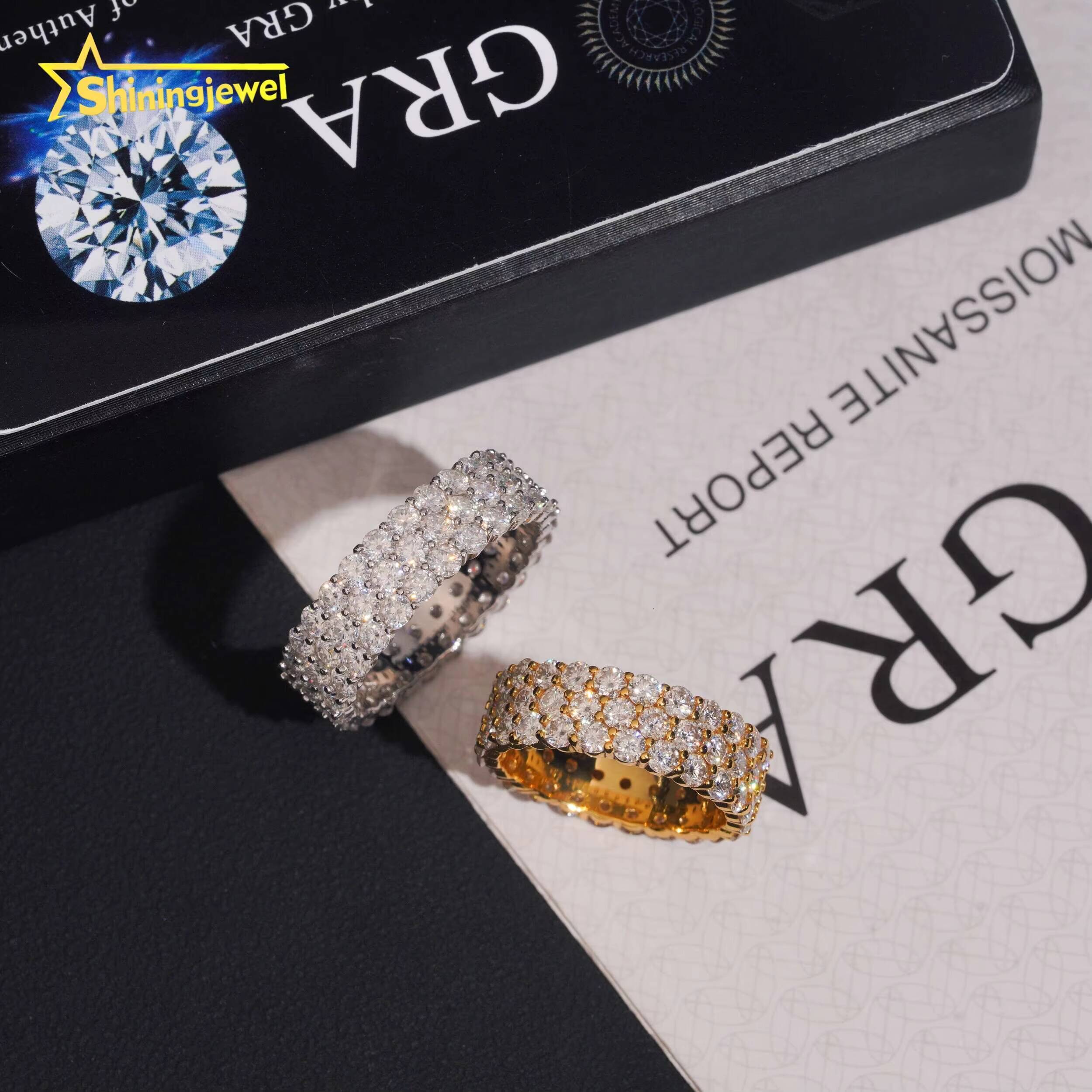 S925 Sterling Silver White Gold Diamond Ring Set with VVS Moissanite Luxury Wedding Ring