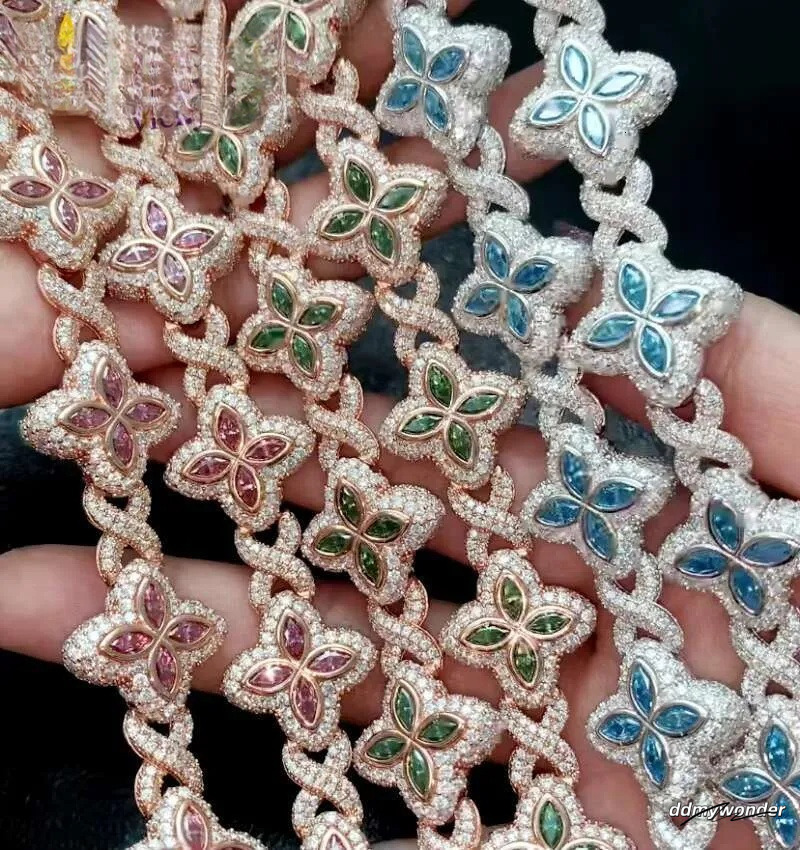 Best Selling Hip Hop Rapper Clover Bracelets Sterling Sier VVS Moissanite Infinity Cuban Link Bracelet Fine Jewelry Ddmywonder