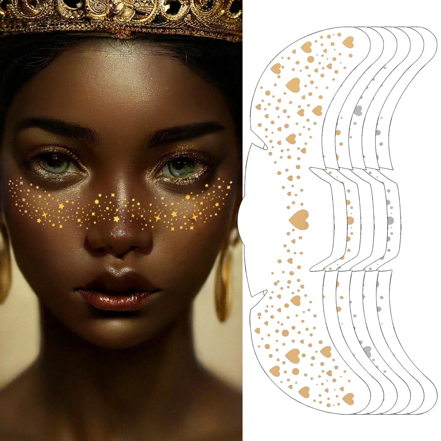 5PCS Glitter Skincare Freckles Face Tattoos Waterproof Glittering Star Freckle Stickers Lasting Bright Face Makeup Party Patch 251015