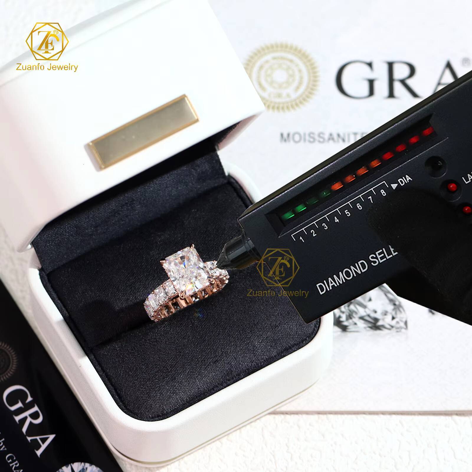 Hot Sale 5CT 9x11mm Moissanite Engagement Rings Rose Gold 925 Silver Eternity Ring Full Paved 3x4mm Radiant Cut Bridal Jewelry