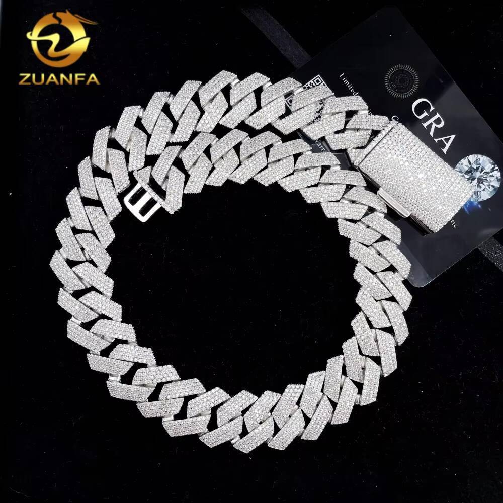 Classic 20mm 4 Rows GRA Certified Miami Hip Hop Jewelry Men Necklace Cuban Link Chain VVS Moissanite Jewelry for Men