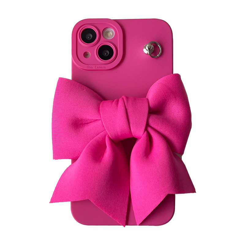 3D Rose Red Bow Crossbody Strap Case for iPhone 17 Pro Max with Wrist Strap and Lanyard