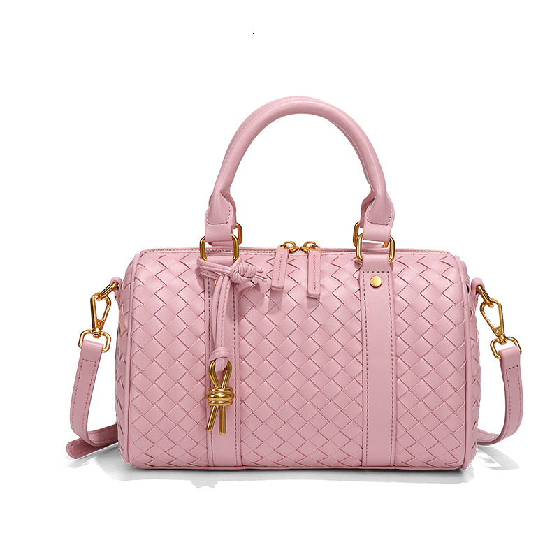 Spring Summer New Handheld Boston Woven Business Commuter Travel Bag Single Shoulder Crossbody Handbag