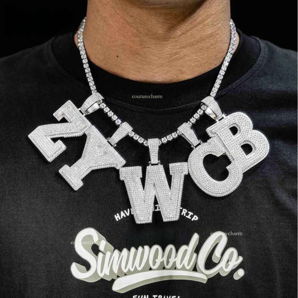 High Quality Bg Sier Fully Iced Out Custom Letter D Moissanite Hip Hop Pendant For Men Single alphanumeric customization Customizable with any single 