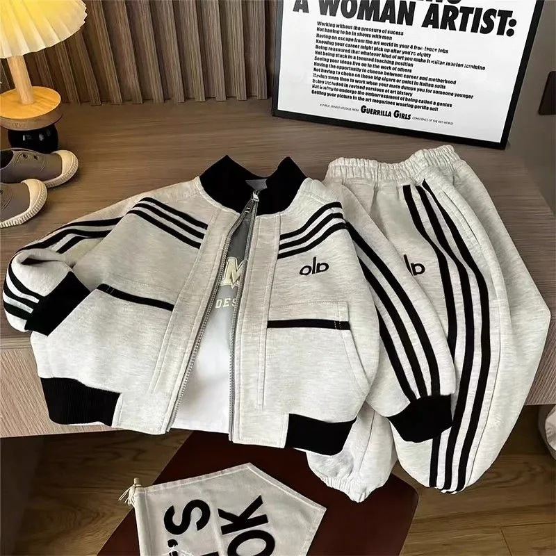 Luxury Kids Clothing 2025 Trendy Striped Kids Set, Fashion Sportswear for Big Kids & Youth, Boys Girls Autumn Casual Outfit