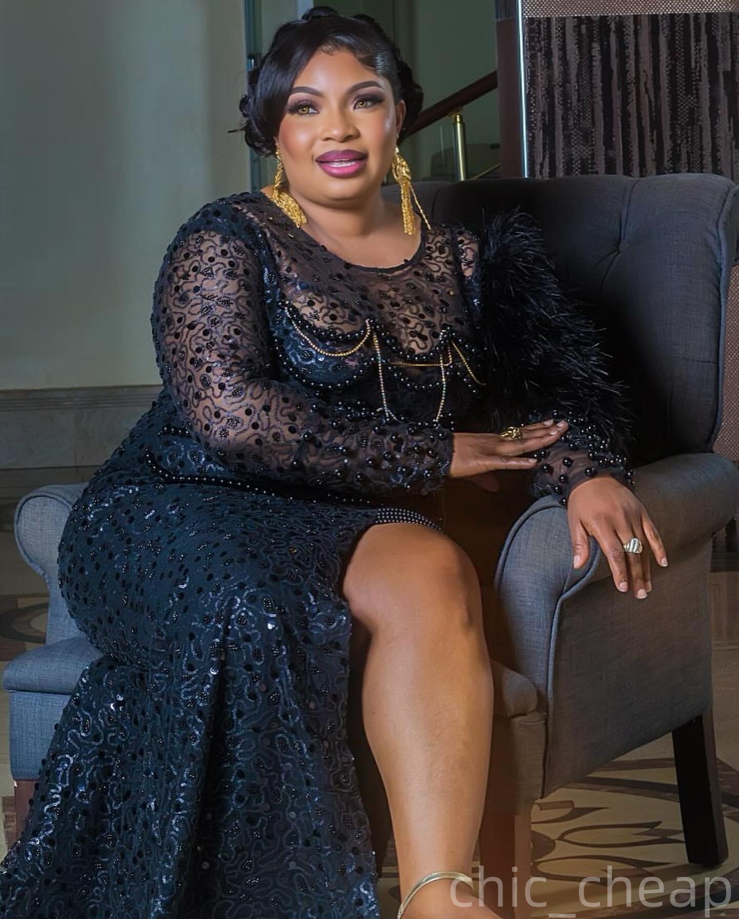 Mermaid Dark Navy Plus Size Prom Dresses 2025 Feather Beadings Lace High Split Evening Formal Party Second Birthday Engagement Gowns Dress For Special