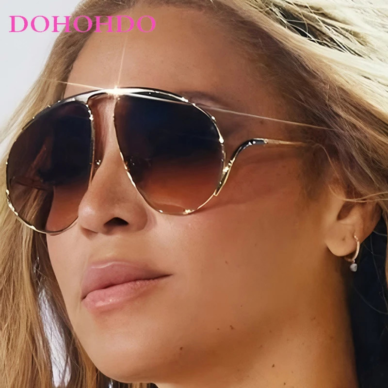 Retro Oversized Oval Pilot Punk Metal Women Sunglasses Big Frame Sunglass Men Outdoor Driving Shades Ladies UV400 251016