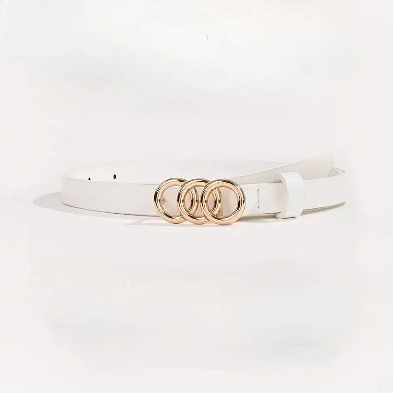 3Pcsset Triple Rings Buckle Belt Classic PU Leather Thin Belt Casual Pin Buckle Waist Bands For Pants Jeans Dress W251018