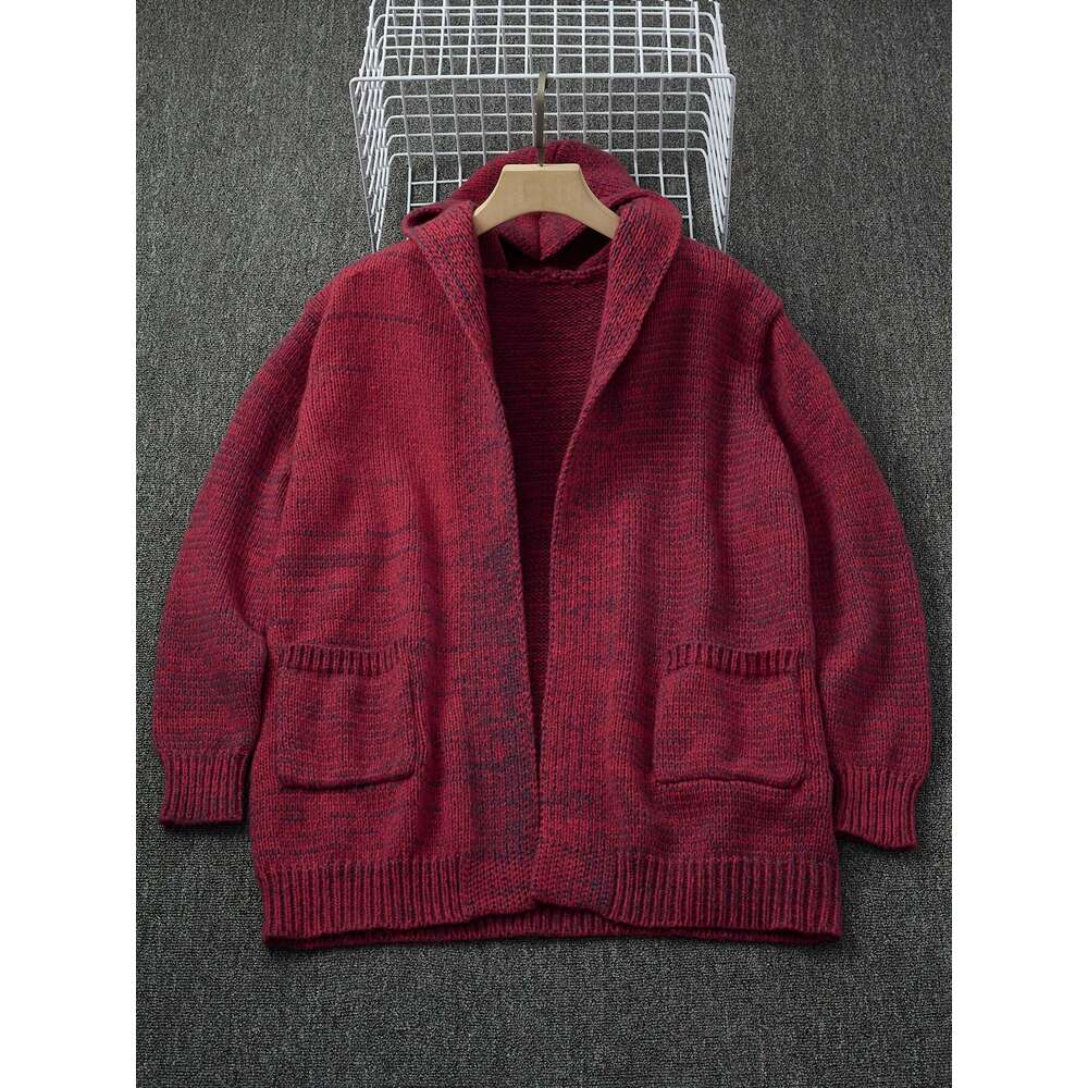 Plus Size Knit Hooded Sweater, Stylish Cardigan Coat For Spring Fall Winter, Men's Clothing