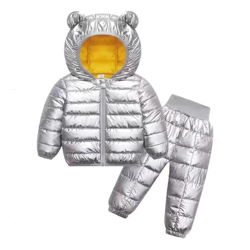 Kids JacketsPants Sets 2pcs Winter Autumn Boys Hooded Coat Warm Pants Girls Jacket Toddler Infant Clothes Suit Children Costume 251017