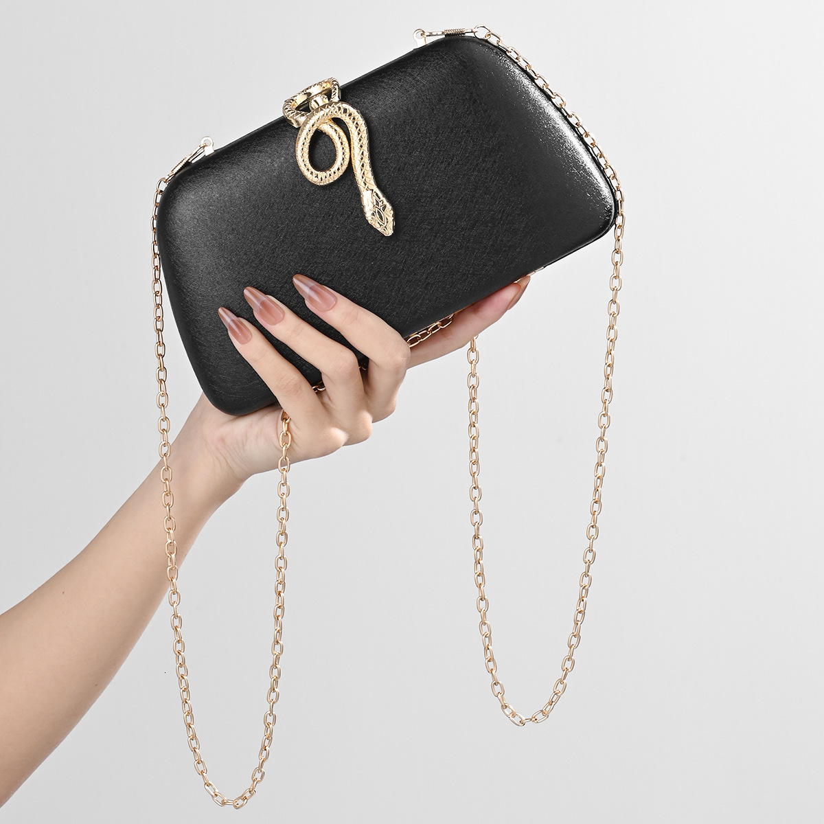Luxury Brand Designer Bag New Metal Snake-Shaped Niche Design Clutch Evening Dress Single Shoulder Crossbody Chain Party Bag
