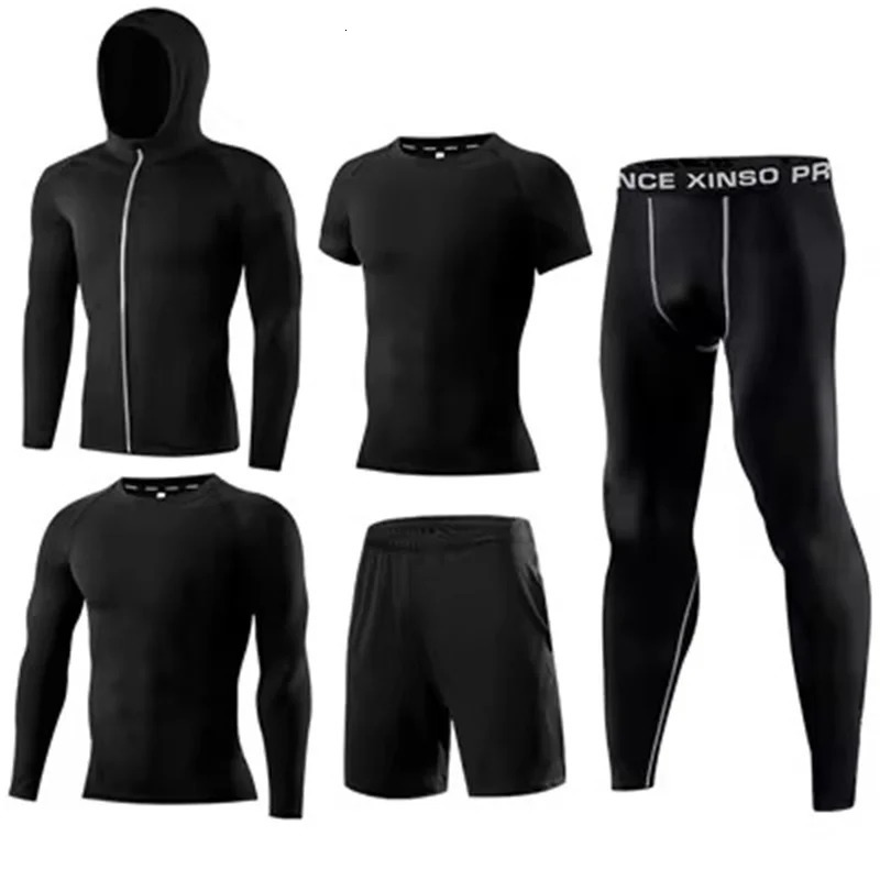 Mens 5pcs sets Boxing suit rashguard male kit MMA compression clothing men longsleeved tshirtleggings tracksuit Sport Suit 251010