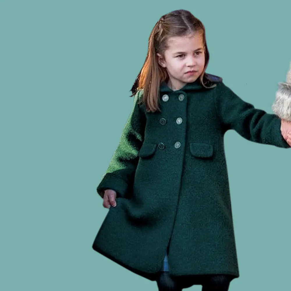 Girls Cashmere Tweed Coat 23 Fall And Winter Fashion Doublesided Wool Coat Cotton Warm Long Girls Coat Childrens Clothing 251015