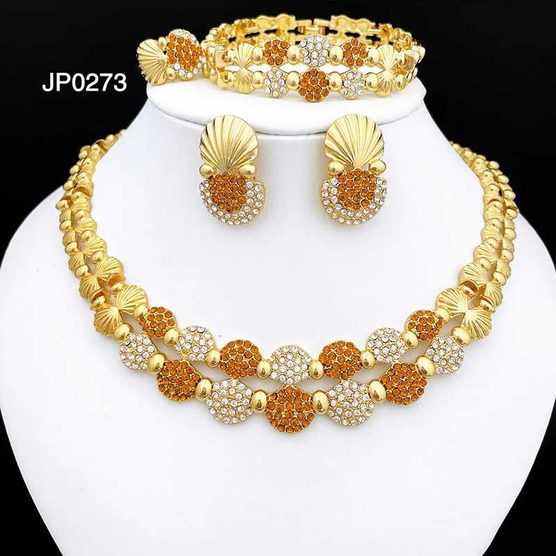 latest Italian Ladies Fine Jewelry Sets Gold Color Women Necklace Earrings African Big Jewelry Wedding Party Gift 251016