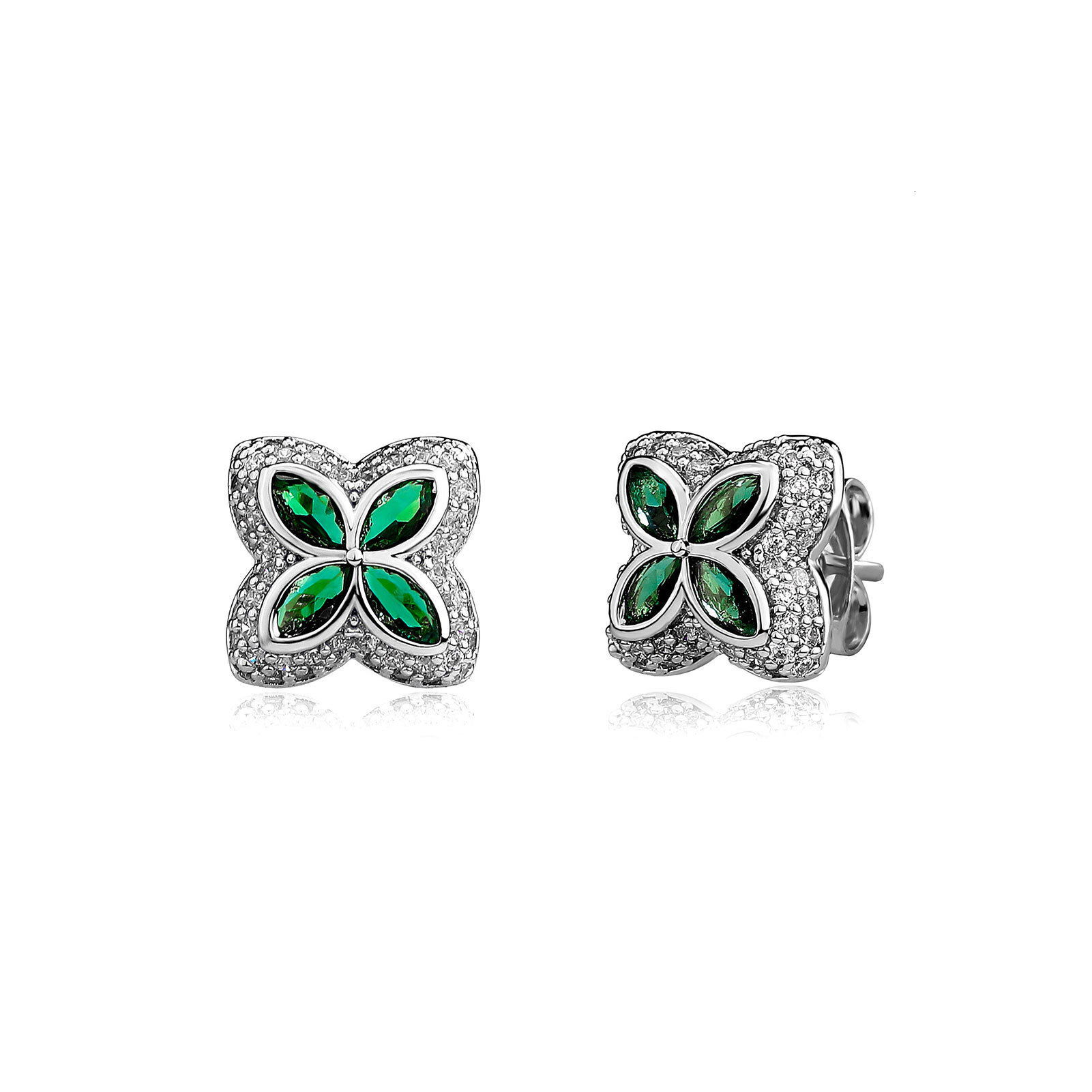 Luxury Brand Designer Jewelry Four-Leaf Clover Full Dia Pave Earrings Simple Ear Jewelry High-End Sense Personality Fashion Ear Accessories