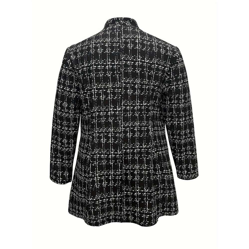 Plus Size Elegant Long Sleeve Button Front Coat, Women's Outerwear