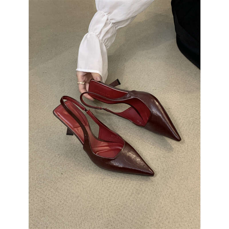 Pointed Toe High Heels for Women 2025 New Niche Single Black Elegant French Style Sandals Designer Shoe Spring Summer Slippers Women's Shoes