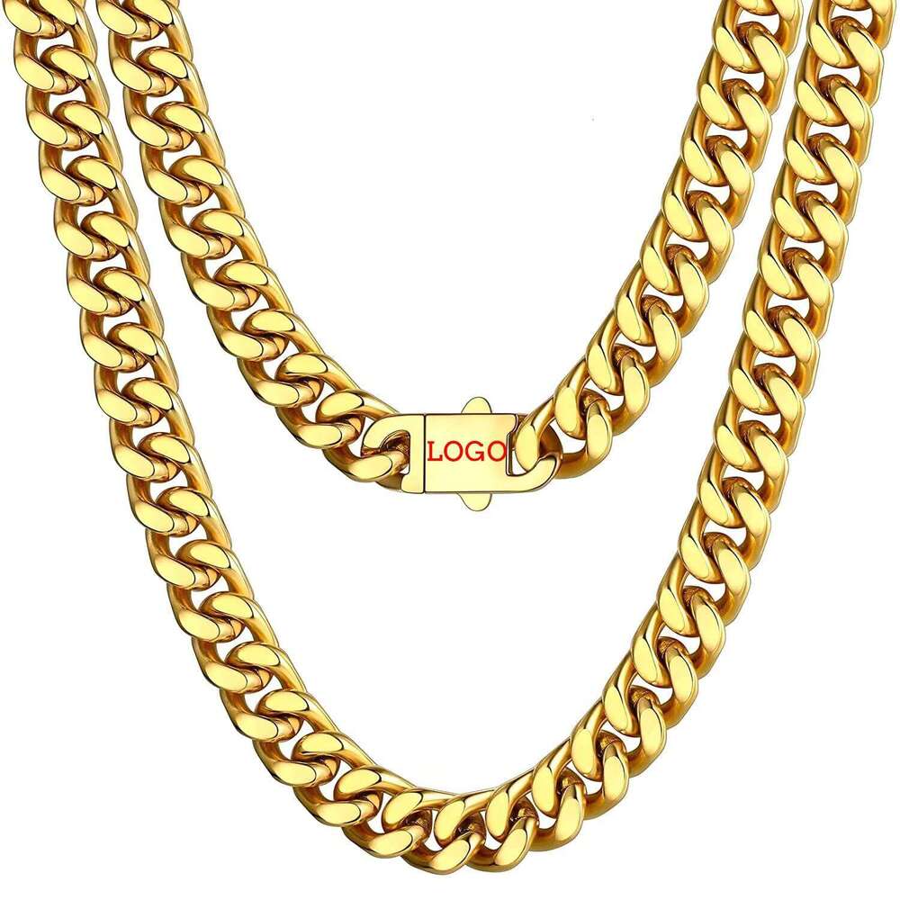 New Arrival sterling silver Four-Sided Polished Gold-Plated Miami Hip-Hop Cuban Chain Necklace