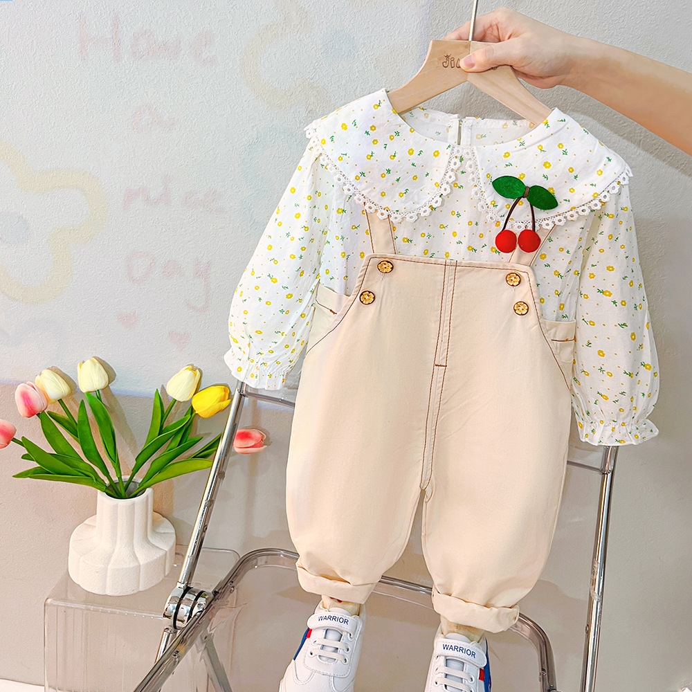 Baby Girl Spring and Autumn Long Sleeve Set 2025 New Autumn Children's Strap Two Piece Set for Girls Korean Edition Autumn Set