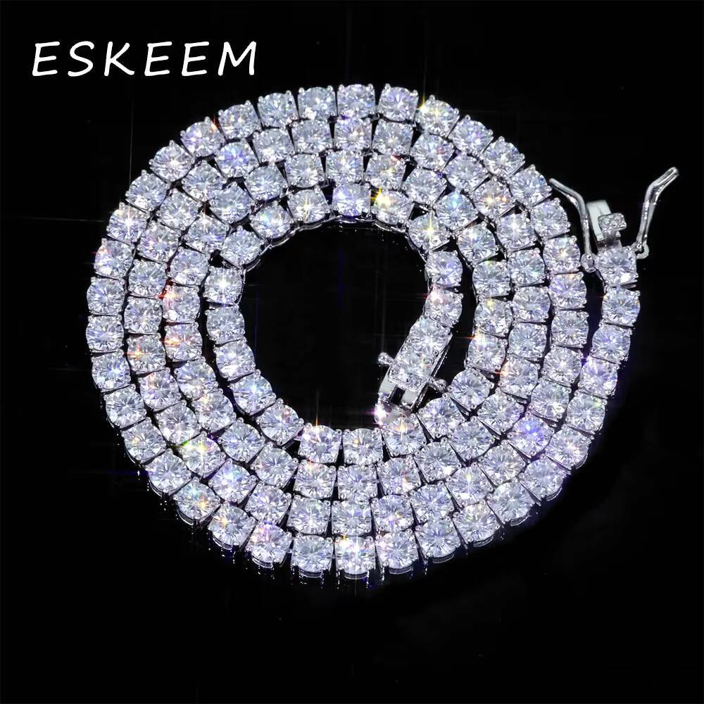 Wholesale Hip Hop Jewelry 3mm 4mm 5mm Iced Out Tennis Chain Necklace White Gold Shiny CZ Diamond Necklace for Women