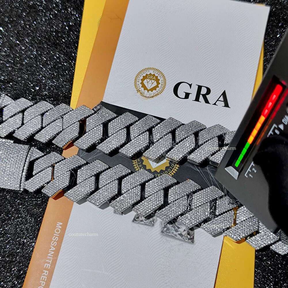 Pass Dia Test GRA Moissanite 25mm Wide 6Rows Solid Sier Cuban link chain for Rapper Hip Hop VVS Iced Out Necklace Free of charge delivery