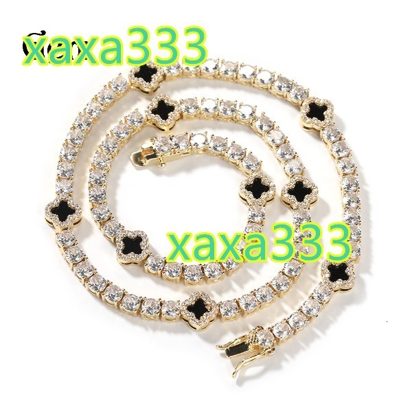 european and american ins wind fourleaf clover diamondencrusted tennis chain necklace womens exquisite highend collarbone chain accessories summer new
