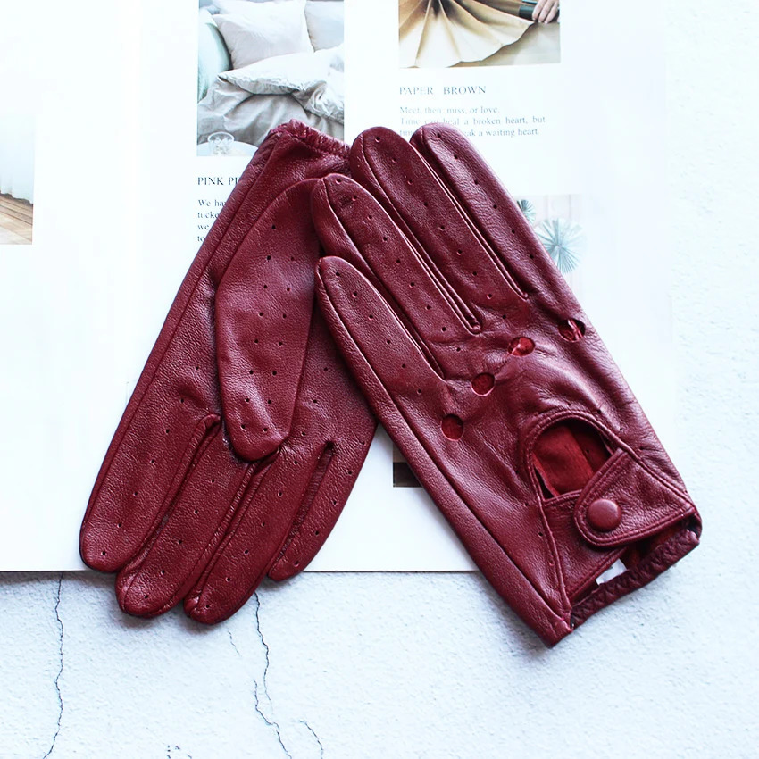 Driving Leather Gloves for Womens SingleLayer Unlined Thin Hollow Style Outdoor Cycling Driver Gloves Free of 251015