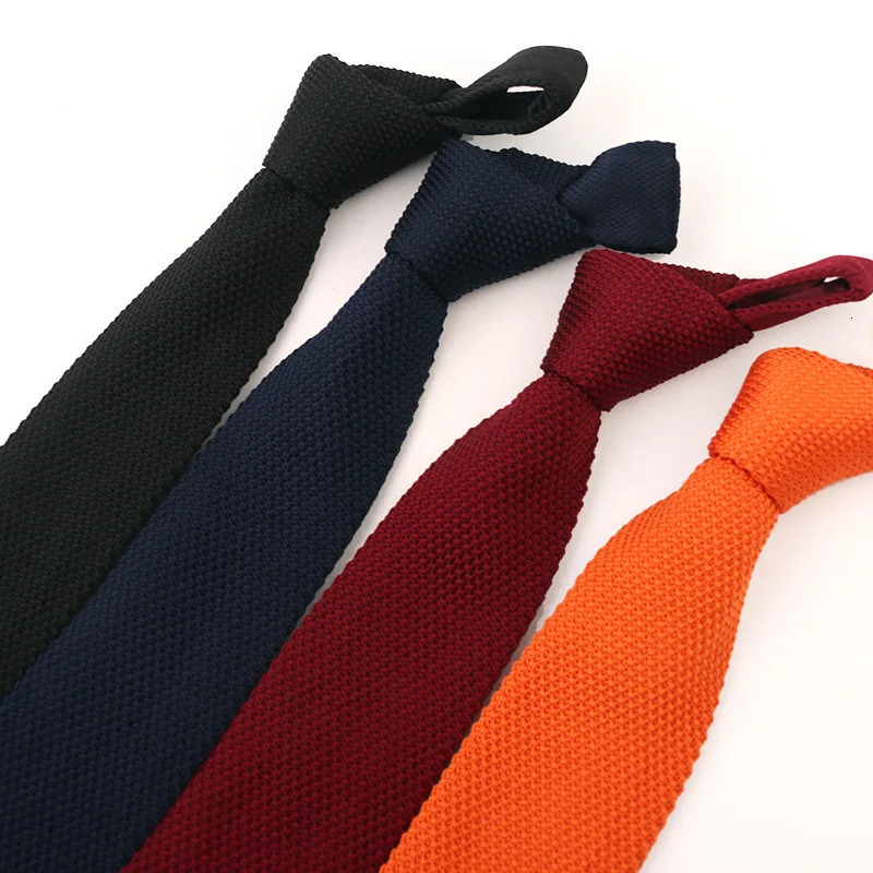 Solid Color Knitted Ties For Men Slim Fashion Neckties Plain Black Red Knit Tie Men Women Neck Knitted Cravatas 251014