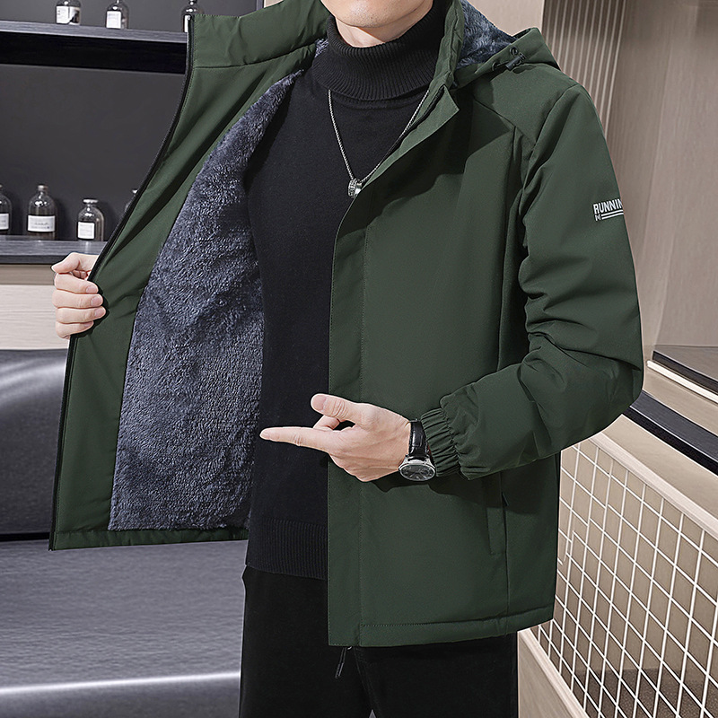 Cross-border Winter Windproof Jacket Men's Thick Detachable Designer Hoodie Jacket Tracksuit Men Polo Veste Coat Hood Workwear Jacket Fleece Line