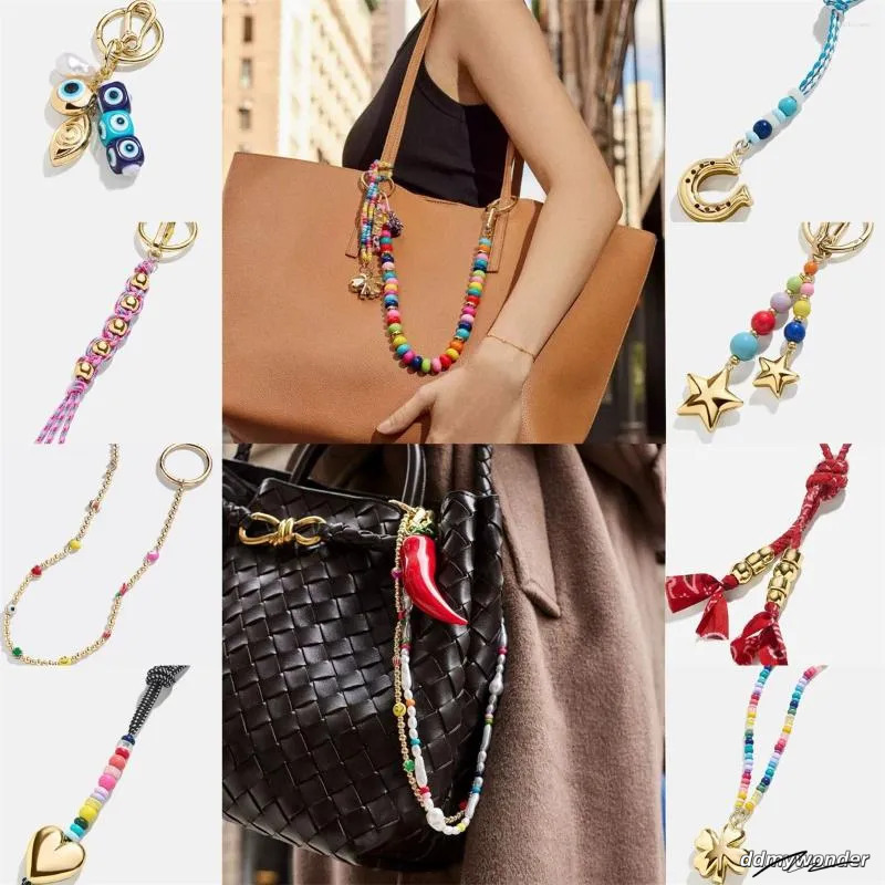 Colorful Hand Woven Keychain: Bohemian Bag Hanging Pendant With Bead Accents, DIY Accessories Ddmywonder