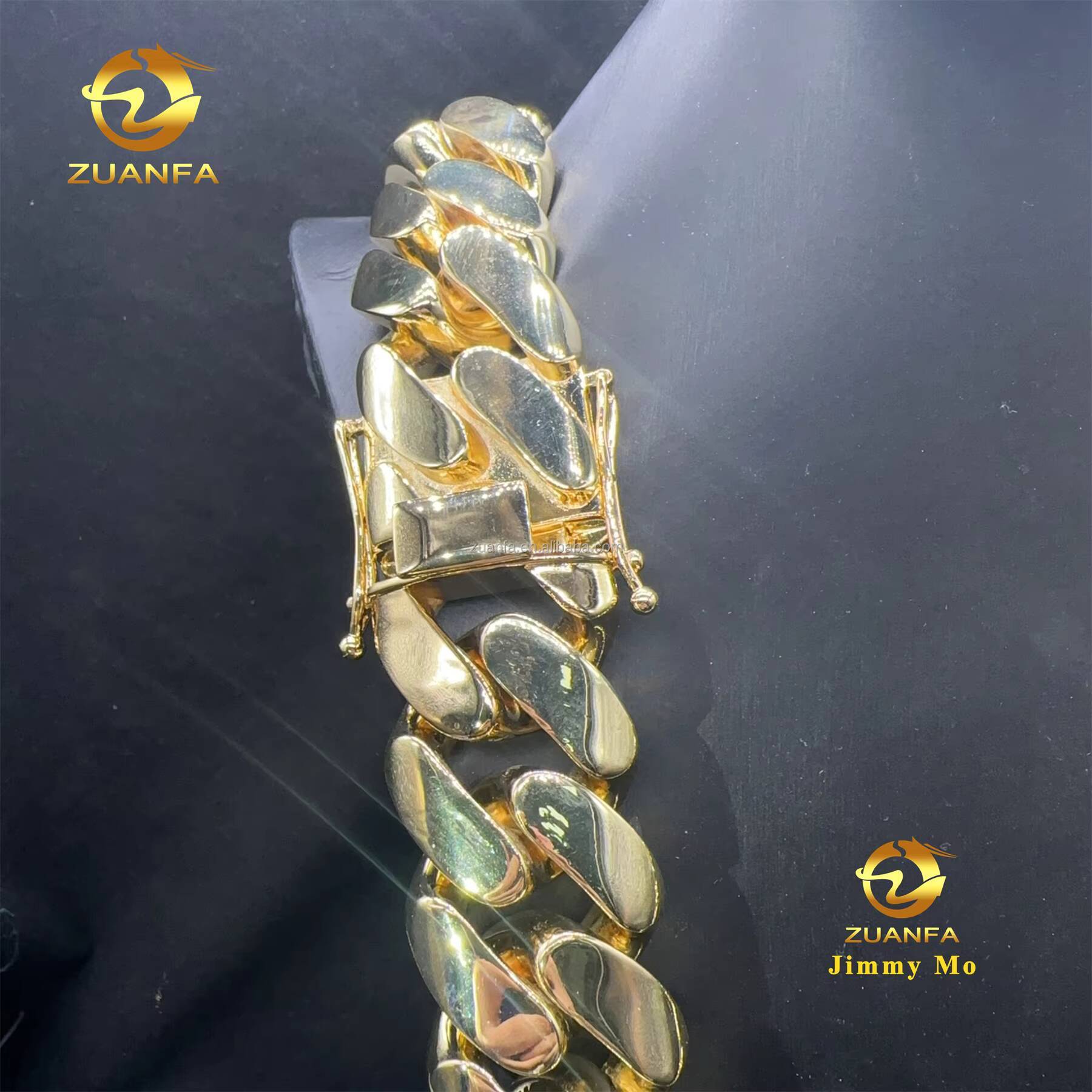 Wholesale 20mm Big Guy Heavy 14k Solid Gold Plated Fashion Style Rapper Hip Hop Style Iced Out Miami Plain Cuban Link Chain