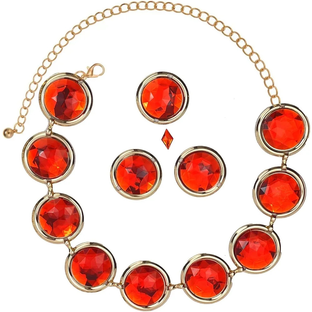 5 Pcs Anime Cosplay Waist Belt Red Gems Stone Chain for Halloween Costume Accessories 251008