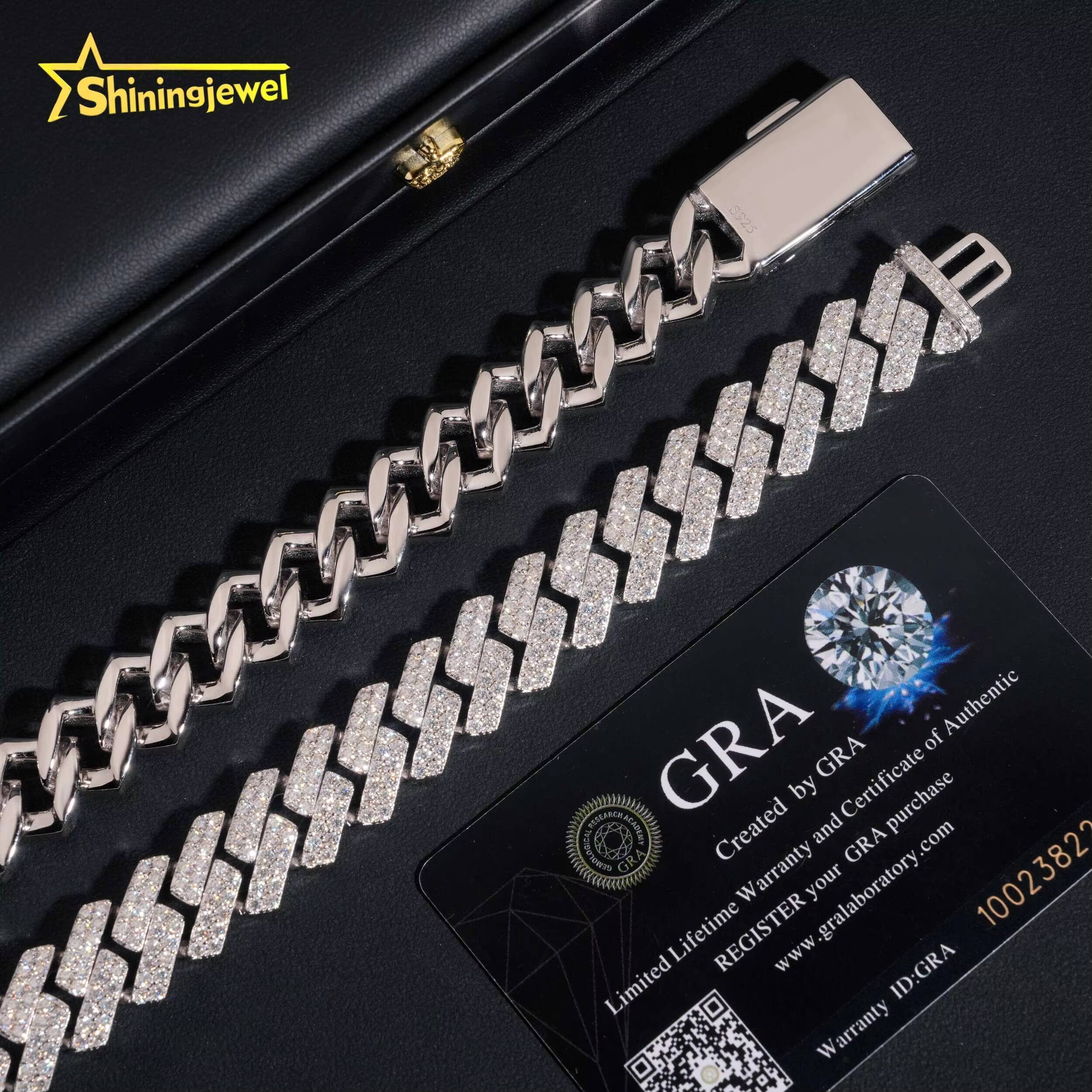Pass Diamond Test 16mm VVS Moissanite Cuban Link Chain S925 Gold Plated Diamond Iced Out Hip Hop Cuban Link Chain