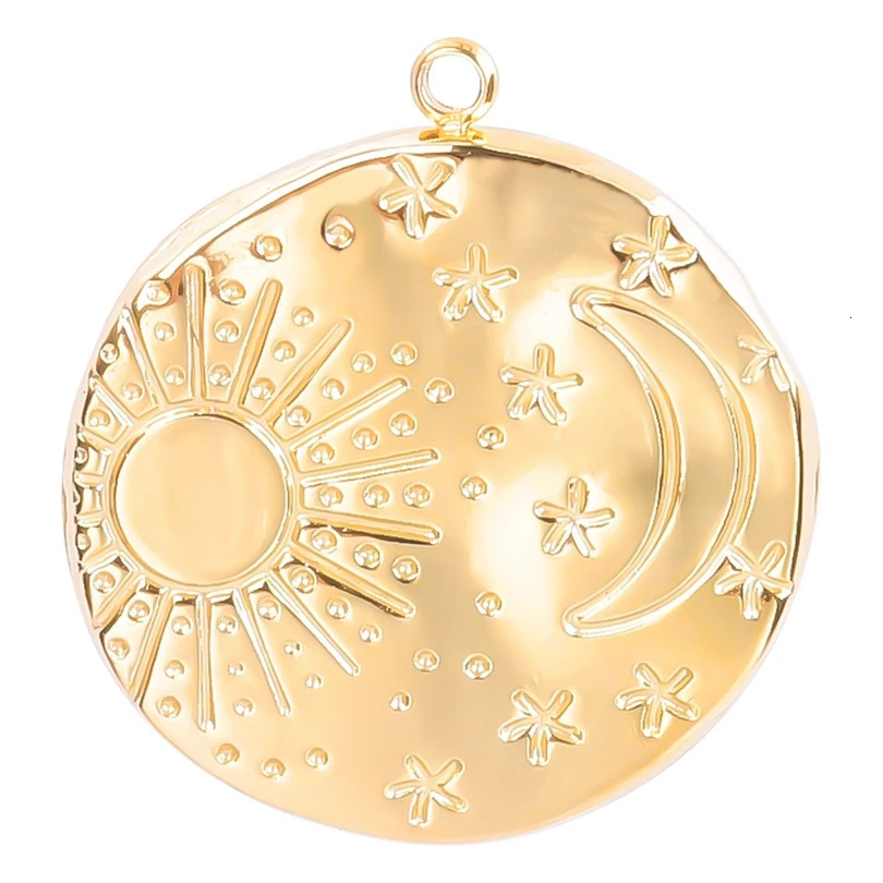 5pcsLot Different Syle Moon Charms For Jewelry Making Supplies 18k Real Gold Plated Stainless Steel Charm In Bulk Women Pendant 251008