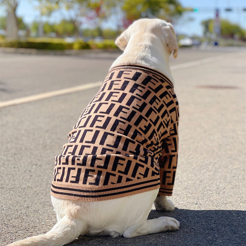 Designer Clothes Knit Big Sweater with Classic Letter Pattern Pet Turtleneck Sweatshirt for Extra Dogs Large Size Dog Cold Weather Outfit XXXL A786 Fr