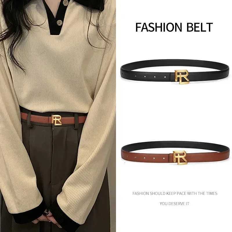 2025 New Designed Womens Belt with Elegant Gold Letter Button Heads Suitable for Daily Multifunctional Jeans Decoration Fashion W251018
