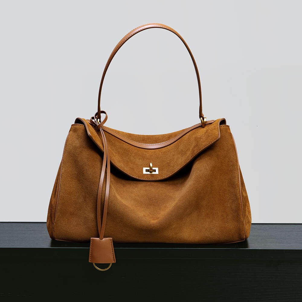 Autumn and Winter New Genuine Leather Women's High-end Light Luxury Matte Cowhide Tote Large Capacity Commuter Underarm Shoulder Bag