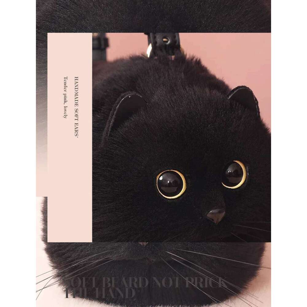 One Shoulder Female Design Small Man Messenger Versatile Hand Made Autumn and Winter Plush Cute Cat Bag