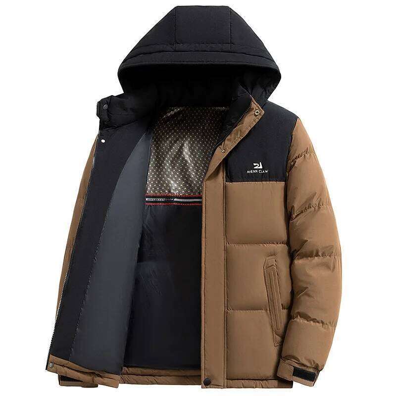 New Men's Hooded Puffer Jacket Winter Warm Thickened Quilted Coat Street Style Outerwear For Boys And Youth