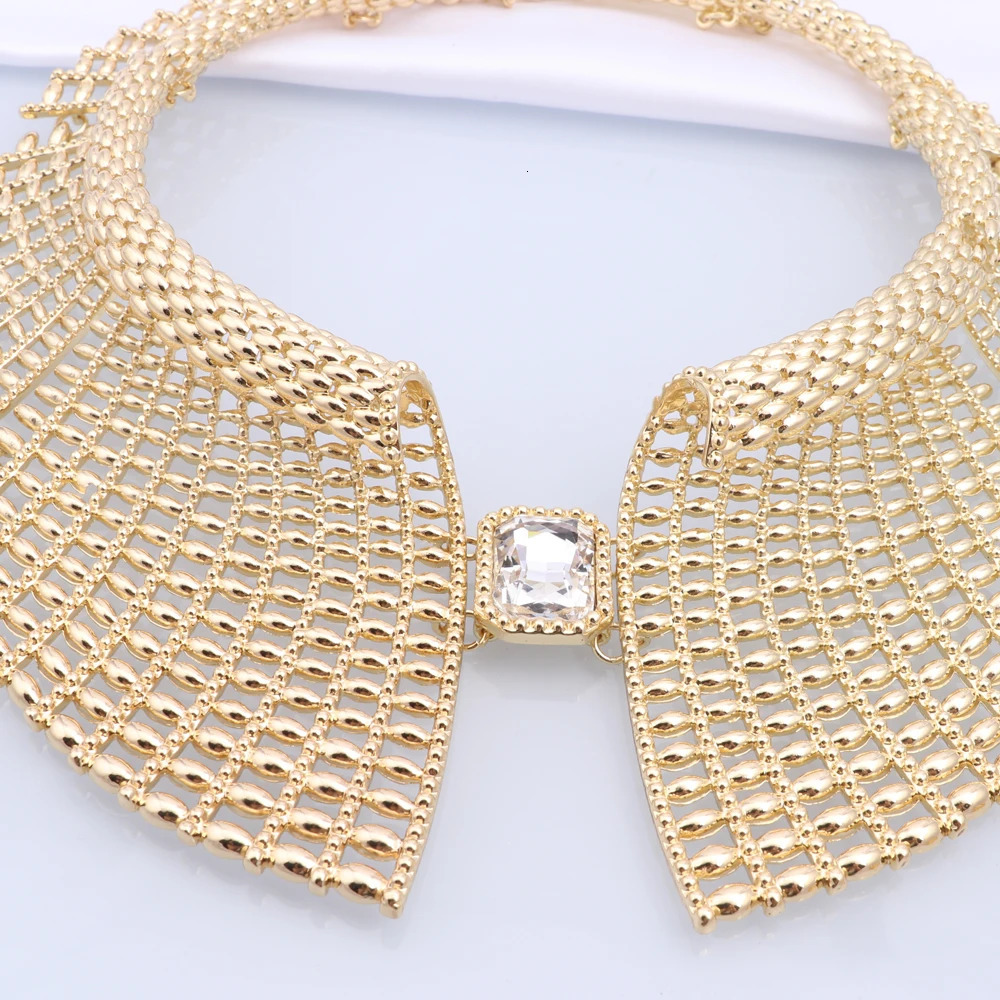 Latest Gold Plated Necklace Accessories Elegant Woman Party Jewelry Set Africa 251016